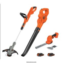 BLACK+DECKER draussen 20 V max. Akku-Kombi-Set, Faden-/Heckenschere und Kehrmaschine, 2 Akkus und Ladegerät im Lieferumfang enthalten, Orange TL4V4L455
