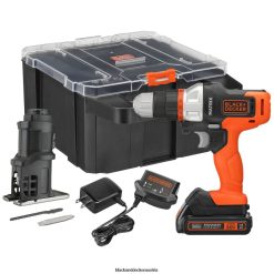 BLACK+DECKER Werkzeuge Das Matrix-20-V-Max-Bohrerset enthält einen Aufbewahrungskoffer für Stichsägenaufsätze, einen Akku und ein Ladegerät TL4V4L524